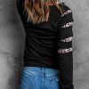 Valentine LOVE Leopard Print Cut-out Long Sleeve Sweatshirt