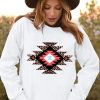 Leopard Geometric Pattern White Sweatshirt