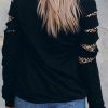 Western Graphic Print Leopard Cut-out Long Sleeve Sweatshirt