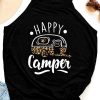 Black HAPPY Camper Leopard Car Printed Ribbed Tank Top