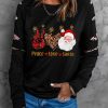 Christmas Graphic Letter Print Cut-out Long Sleeve Sweatshirt