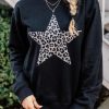 Leopard Star Graphic Black Sweatshirt