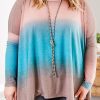 Sky Blue Plus Size Painted Poncho Top