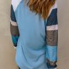 Color Block Long Sleeves Blue Pullover Top