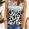 Casual Cow Print Graphic Tank Top