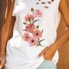 White A Bunch Of Flourish Flower Distressed Tank Top