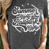 Gray Summer Nights And Ballpark Lights Graphic T Shirt