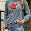 Zipped Red Lip Gray Sweatshirt