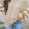 Bubble Sleeve Mixed Stripe Pullover Sweater