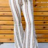 Plus Size Stripe Print High Waist Bell Bottom Pants