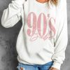 Beige Babe 90's Print Long Sleeve Graphic Sweatshirt