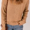 Khaki Multiple Pattern Knit Drop Shoulder Sweater