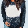 Navy Tie-dyed Crew Neck Pullover Sweatshirt