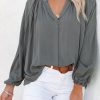 Gray Split Neck Dolman Top