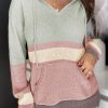 Color Block Knit Kangaroo Pocket Hooded Sweater