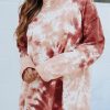 Red Tie Dye Crew Neck Long Sleeve Top