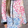 Multicolor Colorful Leopard Drawstring Splicing Hoodie