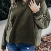 Green Patchwork Button Down Neckline Hoodie