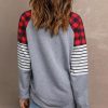 Grey Buffalo Plaid & Stripe Long Sleeve Top