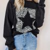 Black Leopard Star Print Sweatshirt