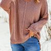 Pink Reverse Seam Detail Relaxed Pullover Sweater