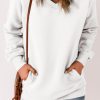 White Ribbed V Neck Drop Shoulder Sweatshirt