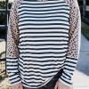 White Stripe Cheetah Raglan Top