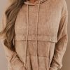 Waffle Knit Kangaroo Pocket Hooded Sweatshirt