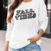 White FALL VIBES Leopard Print Long Sleeve Sweatshirt