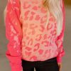 Pink Bleached Cheetah Print Sweatshirt