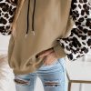 Khaki Leopard Bishop Sleeve Hooded Sweatshirt