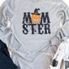 Gray MOM STEP Pumpkin Graphic Print Crew Neck Top