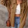 Brown Flap Pockets Button Front Jacket