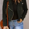 Buckle Belted Zip Up Corduroy Jacket