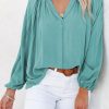 Green Split V Neck Dolman Top