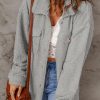 Gray Flap Pockets Button Front Teddy Coat