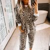 Black/Gray/Brown Leopard Print Loungewear Set