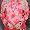 Leopard Patchwork Tie Dye Print Long Sleeve Sweatshirt