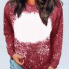 Red Tie-dyed Crew Neck Pullover Sweatshirt