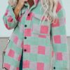 Pink Plaid Pattern Oversized Shacket