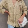 Apricot Buttons Front Patterned Texture Knit Cardigan