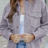 Distressed Flap Pockets Frayed Hemline Denim Jacket