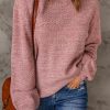 Pink Subtle Heather Knit Bishop Sleeve Sweater