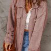 Pink Flap Pockets Button Front Jacket