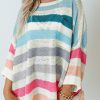 Multicolor Striped Knit Top With Chest Pocket