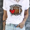 White Letter Heart-shaped Rugby Graphic Print Short Sleeve T-shirt