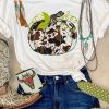 White Cow Pumpkin Graphic Print Short Sleeve T Shirt