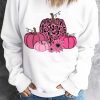 White Pumpkin Leopard Flower Print Graphic Sweatshirt