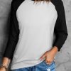 Black Color Block Raglan Sleeve Pullover Top