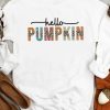 White Hello PUMPKIN Leopard Contrast Print Graphic Sweatshirt